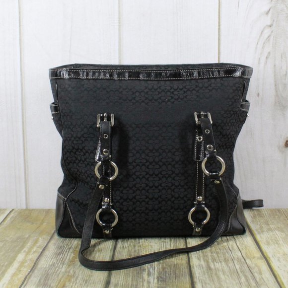 COACH Black Leather Trim Shoulder Handbag - Picture 3 of 12